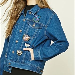 F21 denim patch jacket